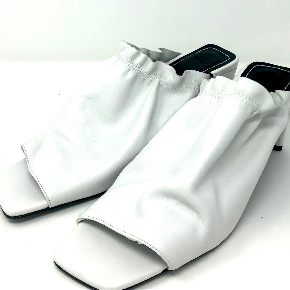 Zara White Leather Peep Toe Shoes